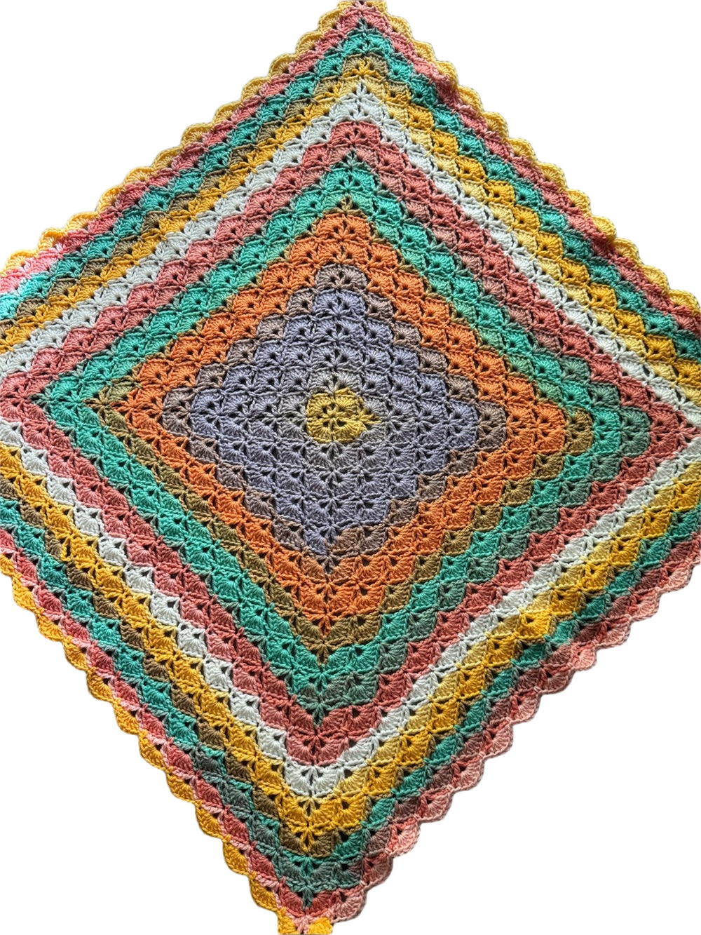 Hand Crocheted Blanket - Crochet Baby Blanket Multicolor Crocheted Lap Blanket